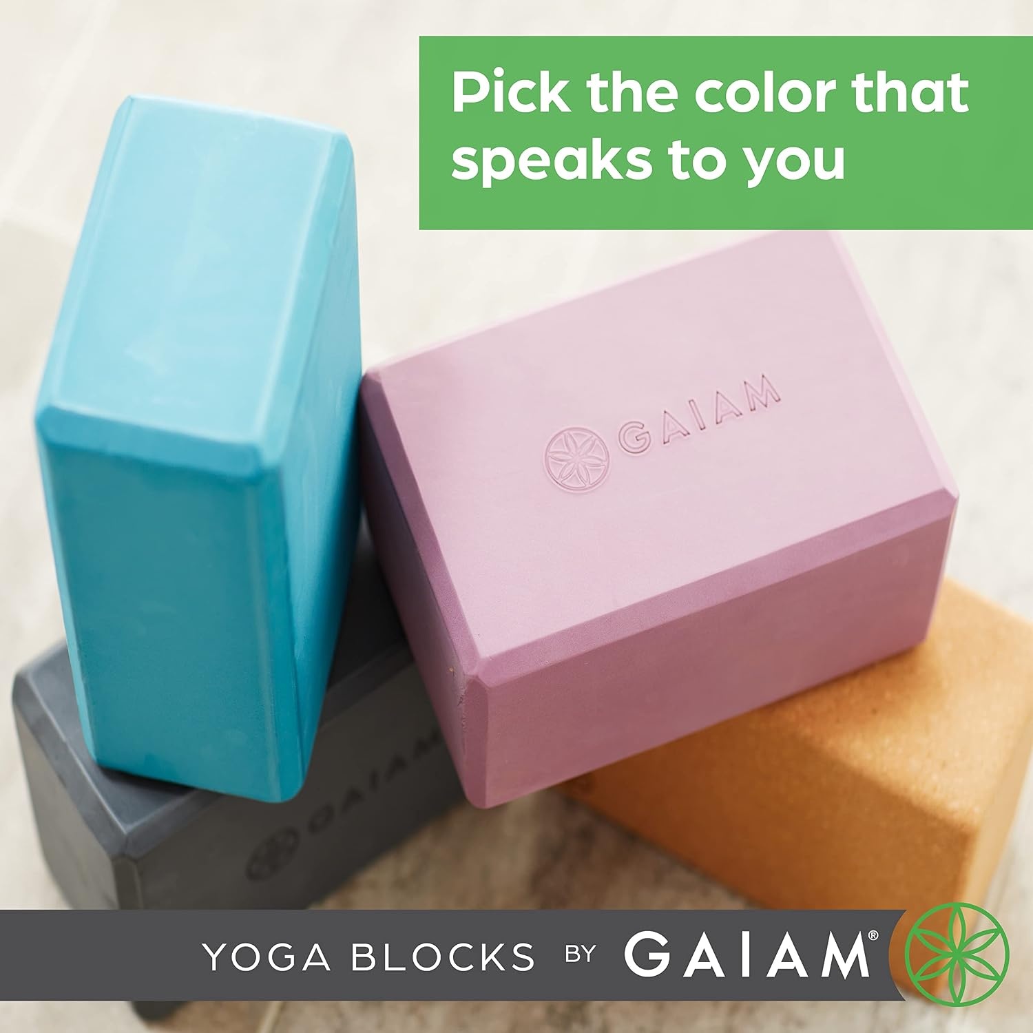 image:imageGaiam Yoga Block Supportive LatexFree Eva Foam Soft NonSlip Surface with Beveled Edges for Yoga Pilates MeditationVivid Blue