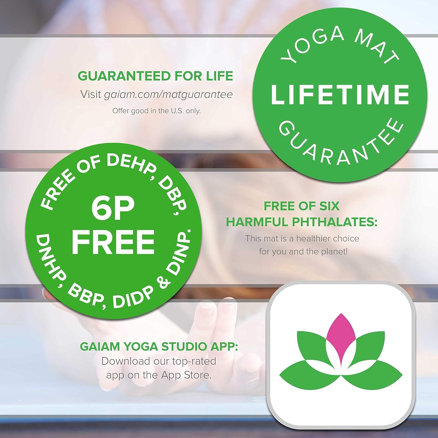image:imageGaiam Yoga Mat Premium 6mm Print Reversible Extra Thick Non Slip Exercise amp Fitness Mat for All Types of Yoga Pilates amp Floor Workouts 68 x 24 x 6mm ThickPurple Lotus