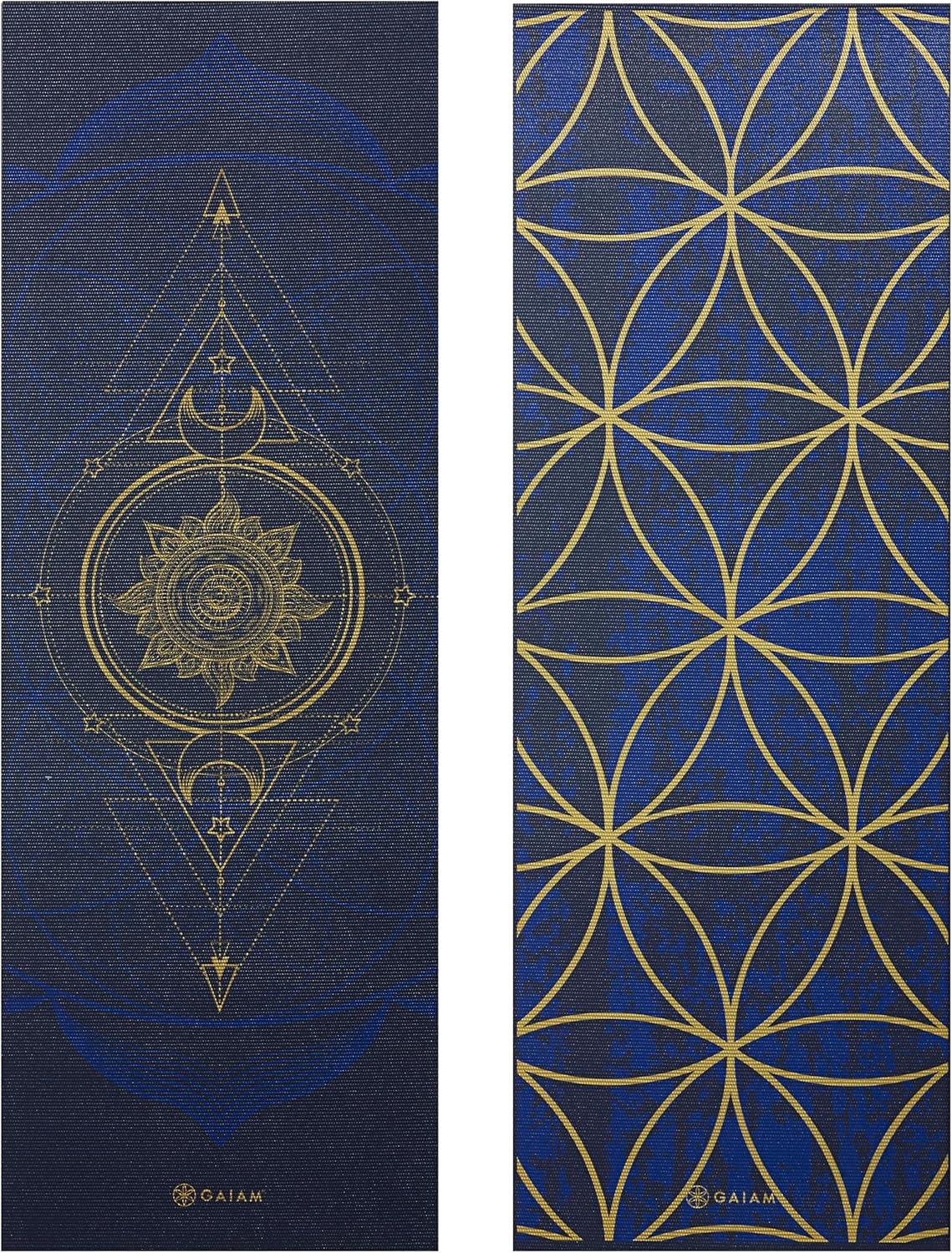 image:imageGaiam Yoga Mat  Premium 6mm Print Reversible Extra Thick Non Slip Exercise amp Fitness Mat for All Types of Yoga Pilates amp Floor Workouts 68 x 24 x 6mm ThickMetallic Sun  Moon