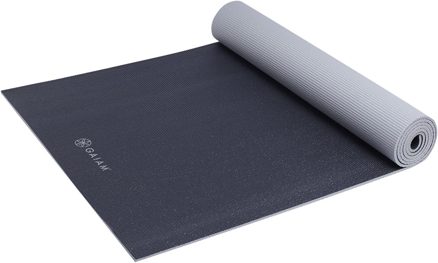image:imageGaiam Yoga Mat Solid Color NonSlip 6mm DualColor Reversible Sticky NonSlip Surface 68L x 24W Yoga Pilates amp Floor WorkoutsBlackGray