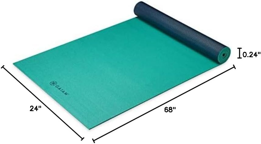 image:imageGaiam Yoga Mat Solid Color NonSlip 6mm DualColor Reversible Sticky NonSlip Surface 68L x 24W Yoga Pilates amp Floor WorkoutsVibrant Viridian