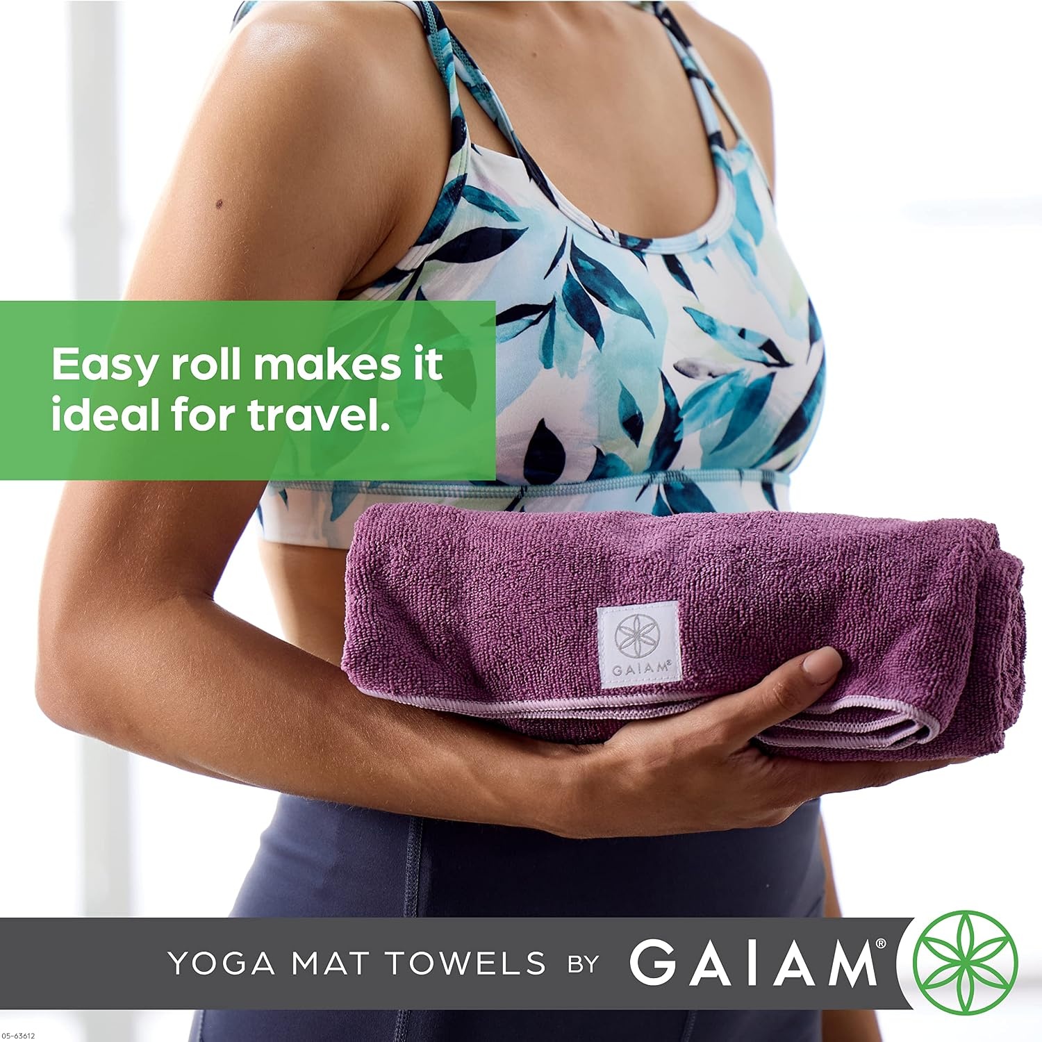image:imageGaiam Yoga Mat Towel NonSlip Microfiber Hot Yoga Heron Lilac MatSized Fit QuickDry Microfiber NonSlip Silicone Bottom Machine Washable Hot Yoga amp Pilates 68x24Folkstone Grey