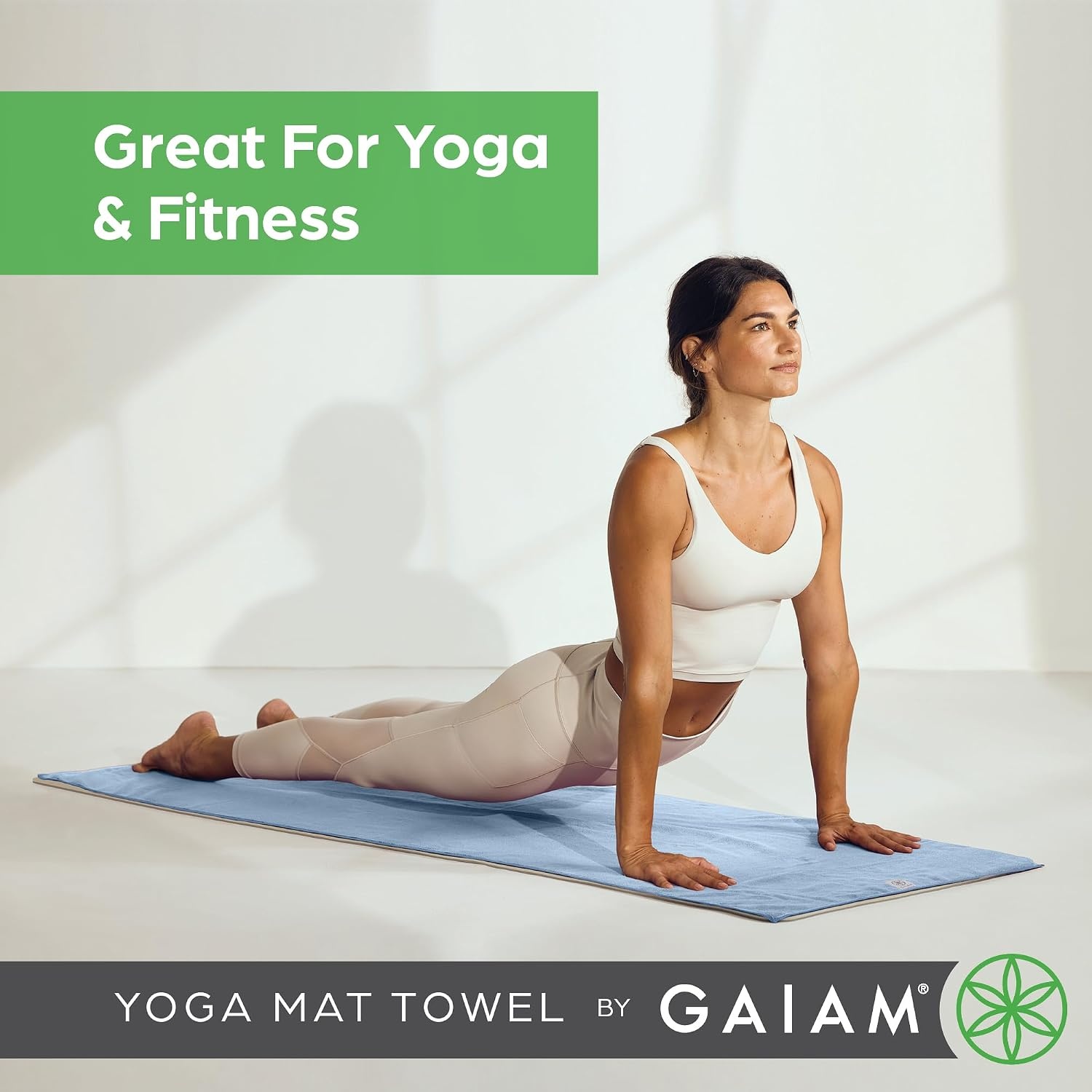 image:imageGaiam Yoga Mat Towel NonSlip Microfiber Hot Yoga Heron Lilac MatSized Fit QuickDry Microfiber NonSlip Silicone Bottom Machine Washable Hot Yoga amp Pilates 68x24Blue Shadow