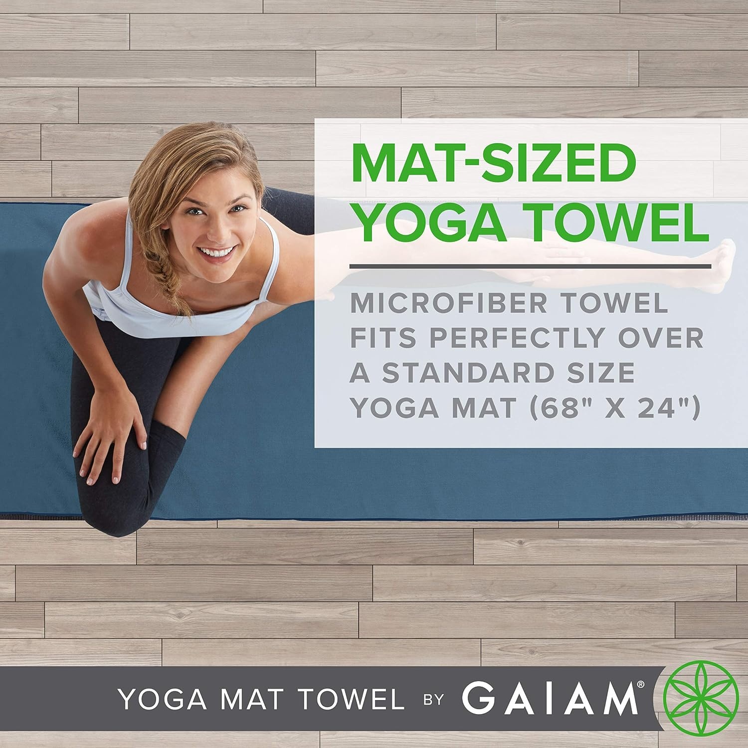 image:imageGaiam Yoga Mat Towel NonSlip Microfiber Hot Yoga Heron Lilac MatSized Fit QuickDry Microfiber NonSlip Silicone Bottom Machine Washable Hot Yoga amp Pilates 68x24Mulberry
