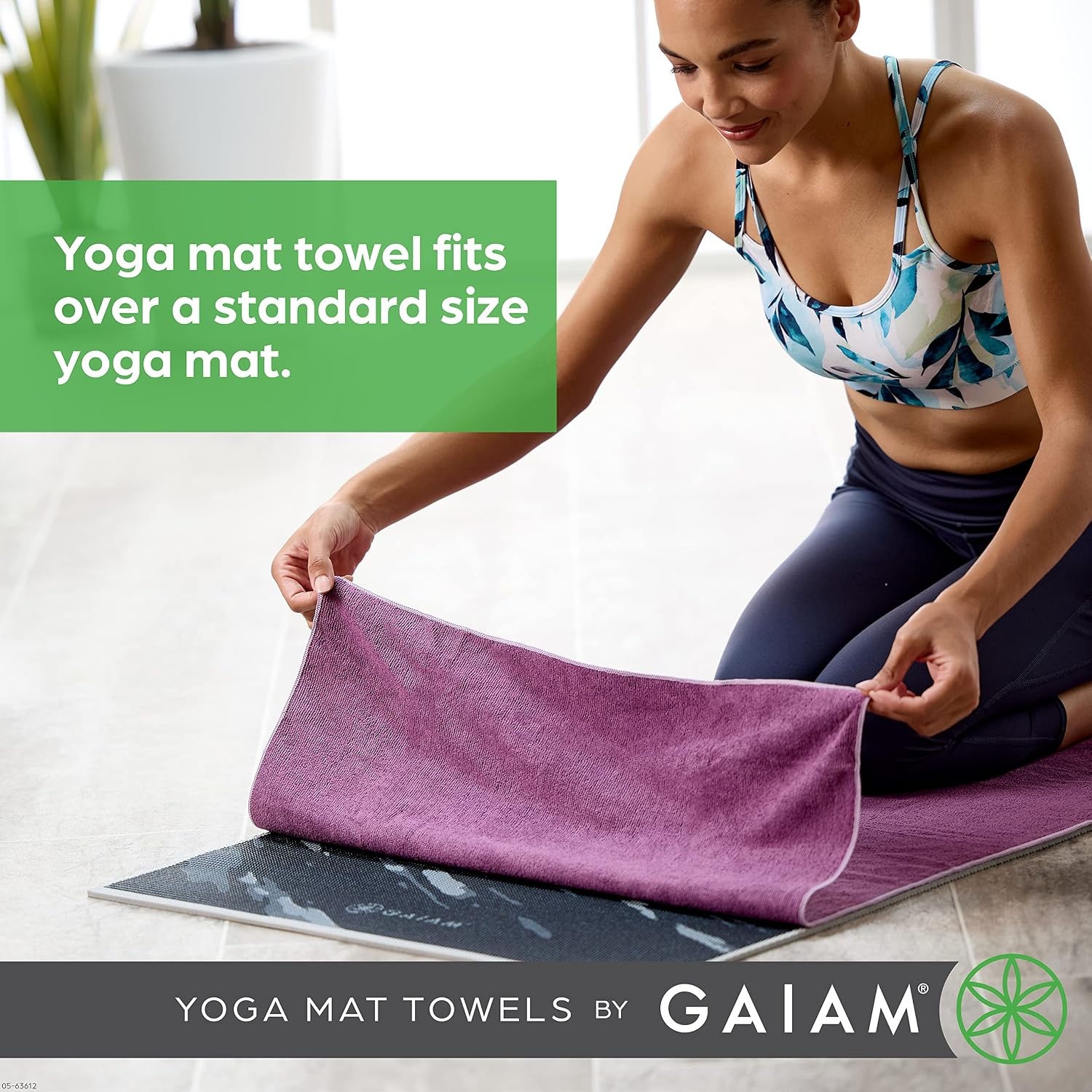 image:imageGaiam Yoga Mat Towel NonSlip Microfiber Hot Yoga Heron Lilac MatSized Fit QuickDry Microfiber NonSlip Silicone Bottom Machine Washable Hot Yoga amp Pilates 68x24Heron Lilac