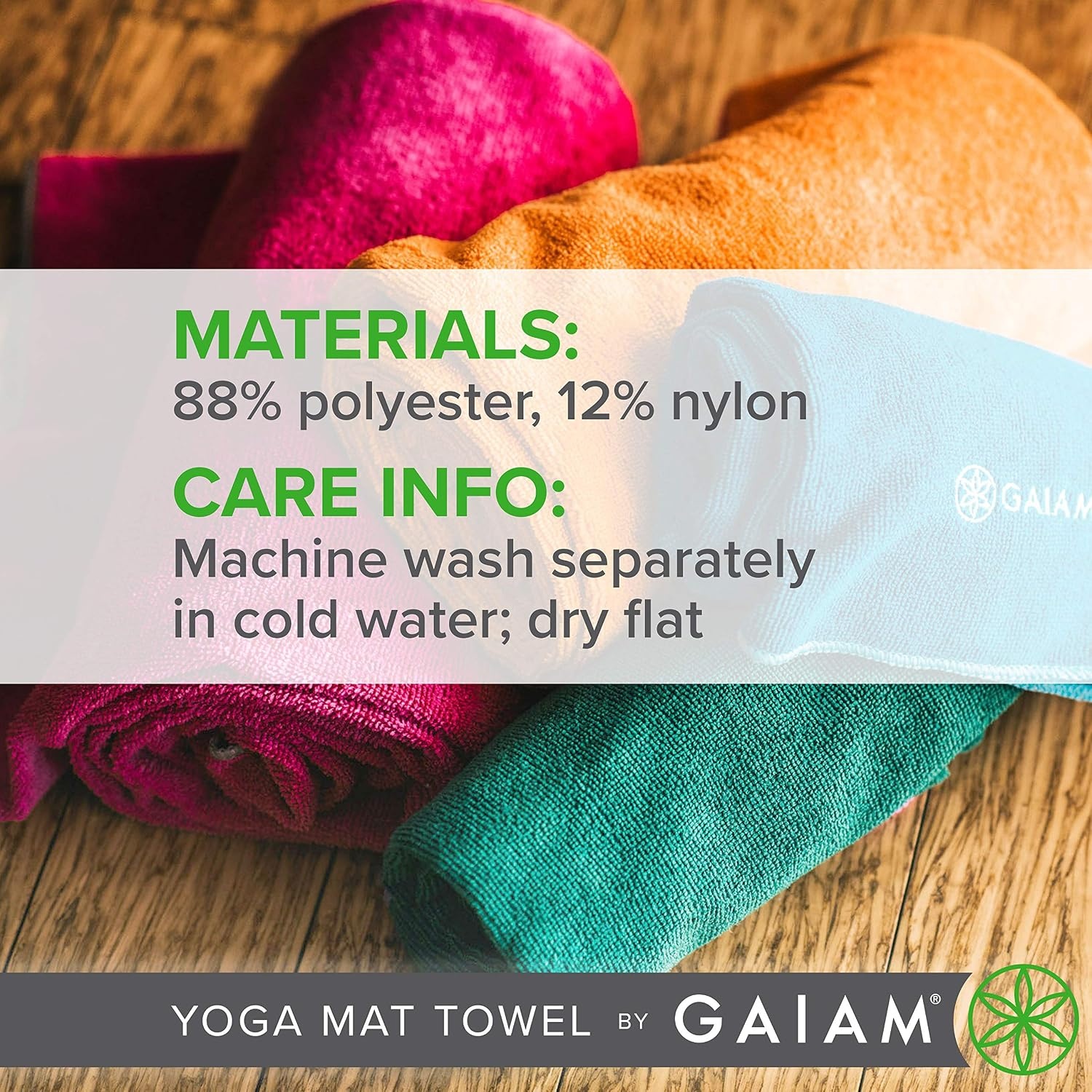 image:imageGaiam Yoga Mat Towel NonSlip Microfiber Hot Yoga Heron Lilac MatSized Fit QuickDry Microfiber NonSlip Silicone Bottom Machine Washable Hot Yoga amp Pilates 68x24Vivid BlueFuchsia
