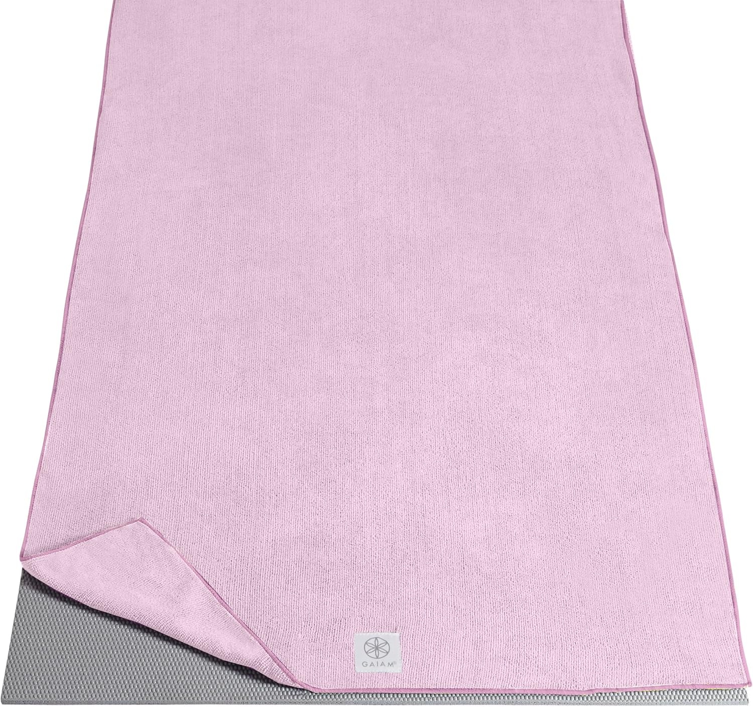 image:imageGaiam Yoga Mat Towel NonSlip Microfiber Hot Yoga Heron Lilac MatSized Fit QuickDry Microfiber NonSlip Silicone Bottom Machine Washable Hot Yoga amp Pilates 68x24Lilac Lace