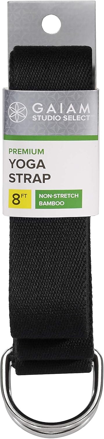 image:imageGaiam Yoga Strap Premium Athletic Stretch Band with Adjustable Metal DRing Buckle Loop Exercise amp Fitness Stretching for Yoga Pilates Physical Therapy Dance Gym WorkoutsBlack 8ft