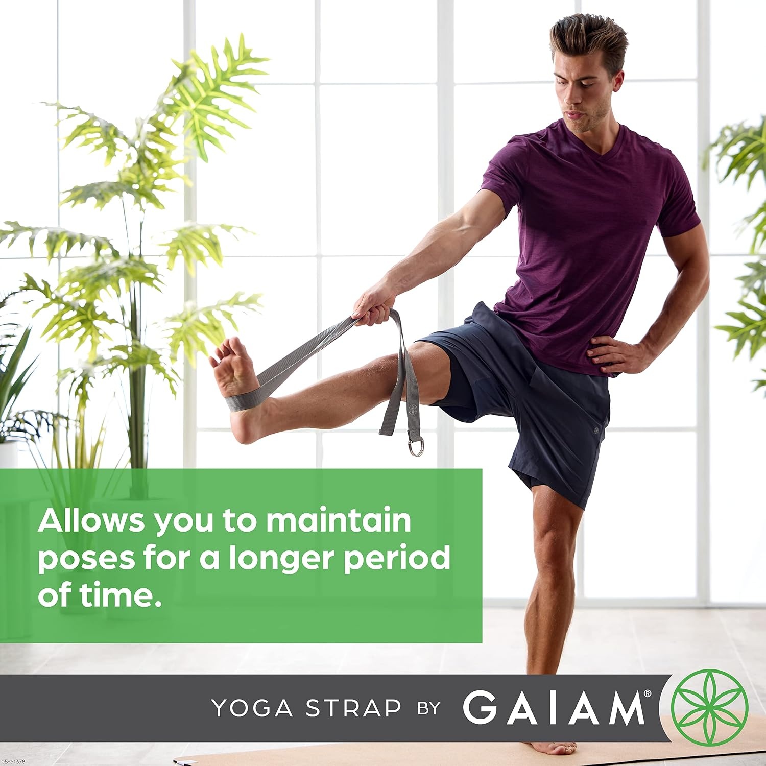 image:imageGaiam Yoga Strap Premium Athletic Stretch Band with Adjustable Metal DRing Buckle Loop Exercise amp Fitness Stretching for Yoga Pilates Physical Therapy Dance Gym WorkoutsPurple