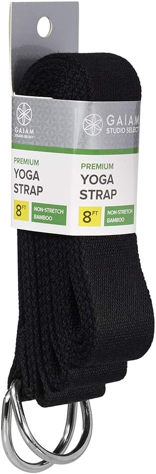 image:imageGaiam Yoga Strap Premium Athletic Stretch Band with Adjustable Metal DRing Buckle Loop Exercise amp Fitness Stretching for Yoga Pilates Physical Therapy Dance Gym WorkoutsBlack 8ft