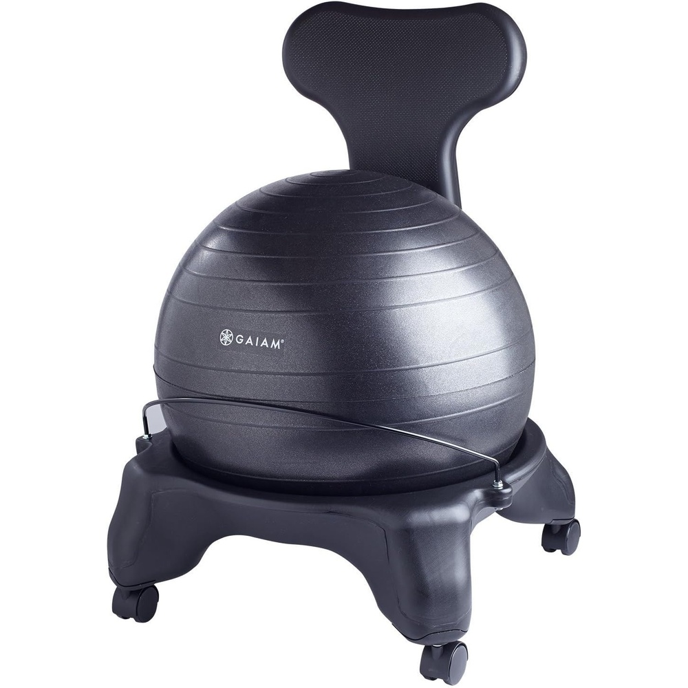 image:imageGaiam Classic Balance Ball Chair Stability Seat Black 52cm stability ball chair builds core strength while you sit Includes pump amp exercise guideBlack