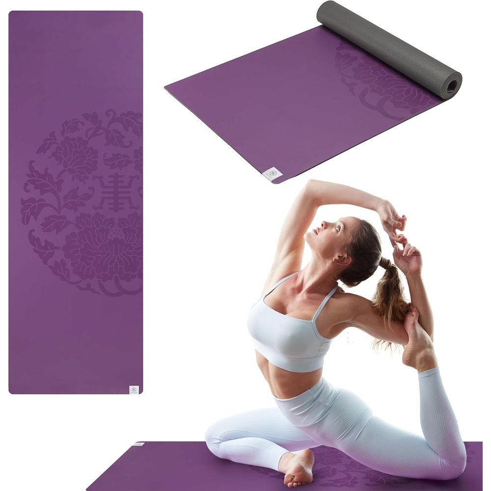 image:imageGaiam DryGrip Yoga Mat NonSlip Hot Yoga Sweatresistant drygrip surface stays nonslip even in hot yoga Cushioned support for floor workoutsPurple Standard