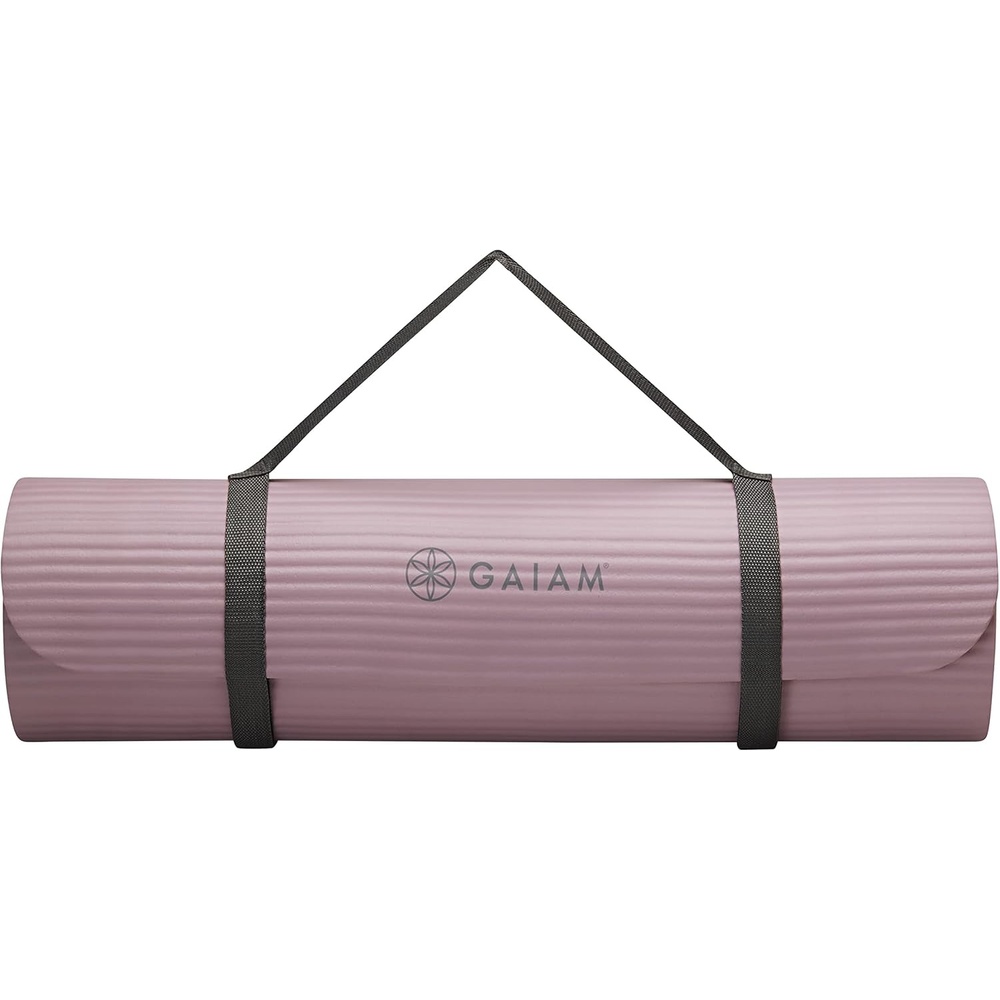 image:imageGaiam ExtraThick Yoga Fitness Mat and Exercise Mat with NonSlip Texture and Easy Carry StrapPurple