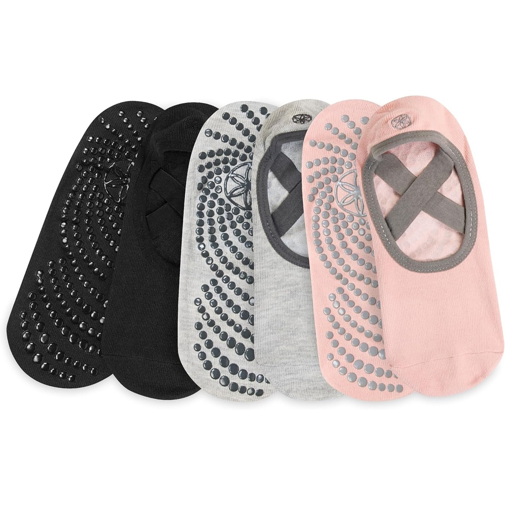 image:imageGaiam Grippy Studio Yoga SocksBlackGreyPink 3pack
