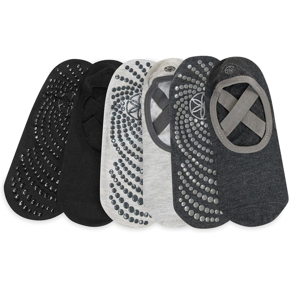 image:imageGaiam Grippy Studio Yoga SocksMidnightBlackGrey 3pack