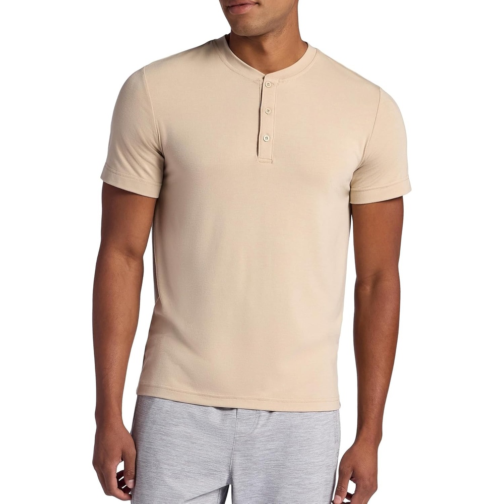 image:imageGaiam Mens Bliss Balance Short Sleeve Henley TopWhite Pepper