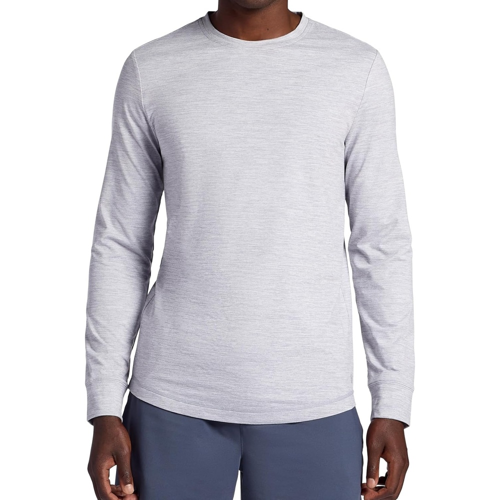 image:imageGaiam Mens Breathe Ease Long Sleeve Crewneck Top Standard Fit Stretch Heavyweight MaterialSleet Heather