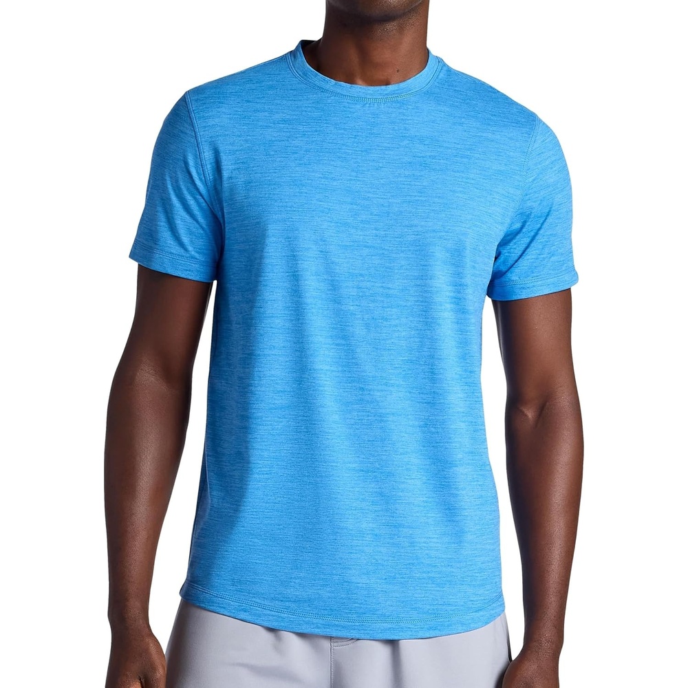 image:imageGaiam Mens Breathe Ease Short Sleeve Crewneck Top Standard Fit Stretch Heavyweight Performance MaterialCampanula Heather