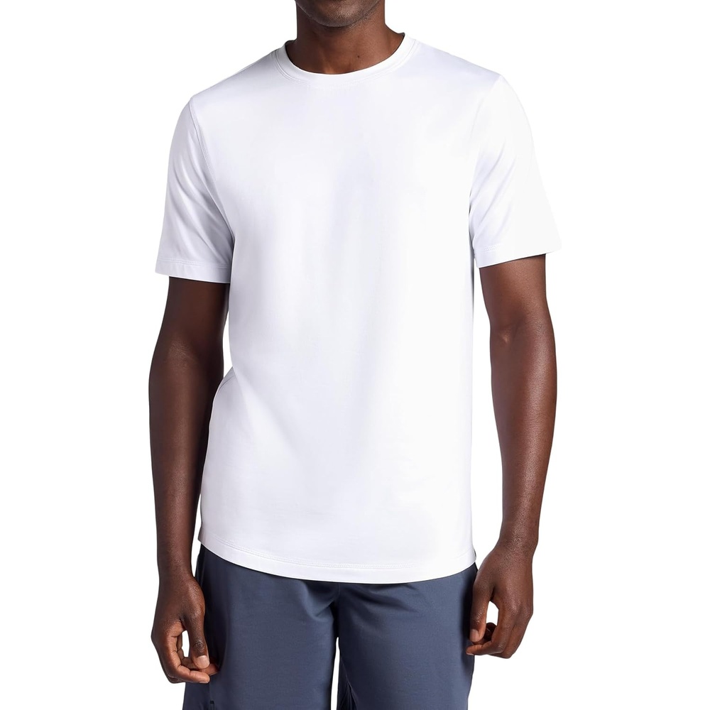image:imageGaiam Mens Breathe Ease Short Sleeve Crewneck Top Standard Fit Stretch Heavyweight Performance MaterialStark White
