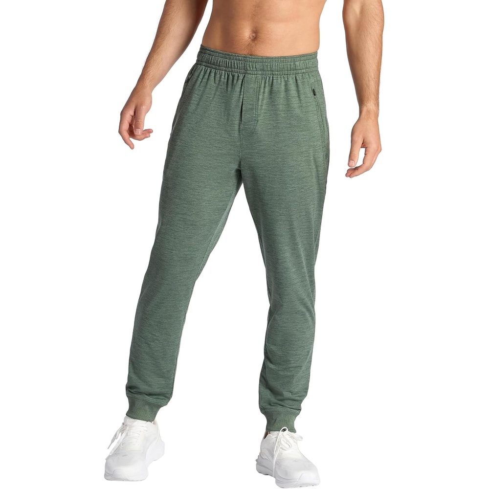 image:imageGaiam Mens Chill Flex Jogger Slim Fit 30 Inseam Stretch Midweight MaterialDuck Green Heather