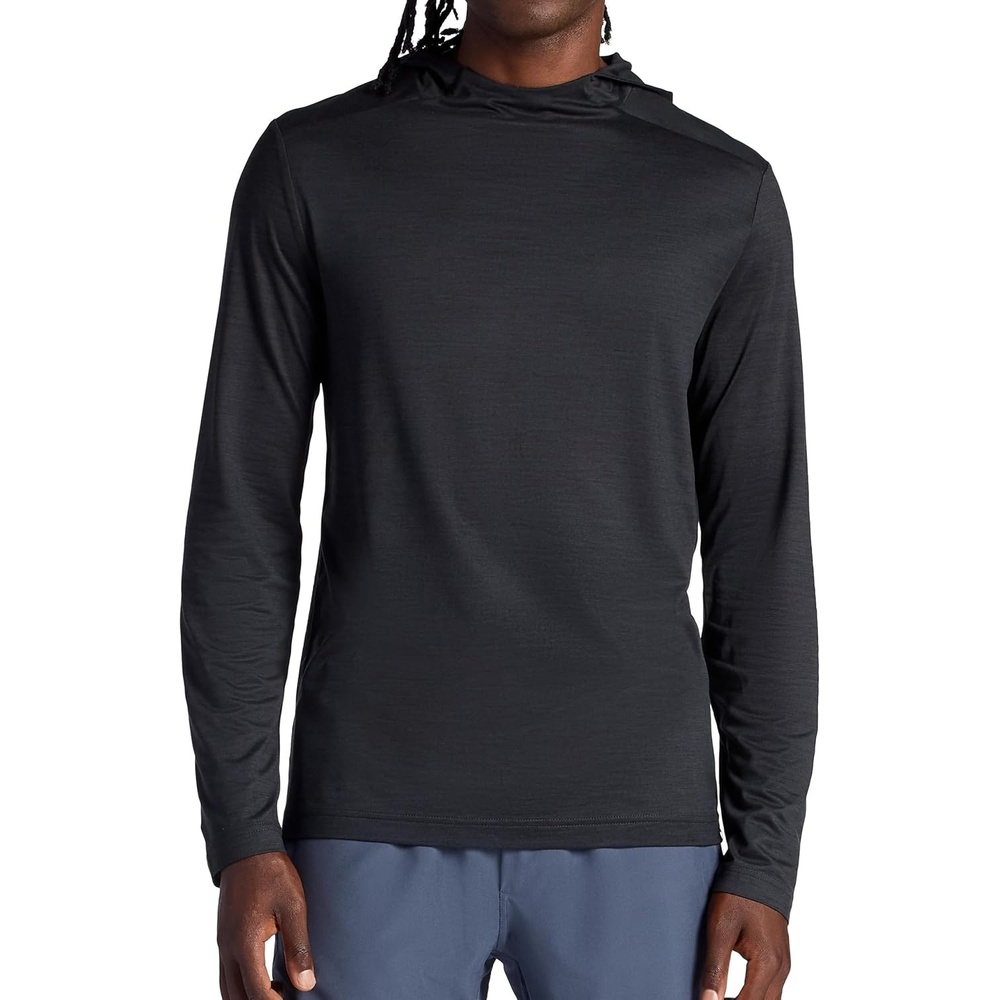 image:imageGaiam Mens Everyday Basic Cowl Neck Hoodie Standard Fit Stretch Midweight MaterialBlack Heather