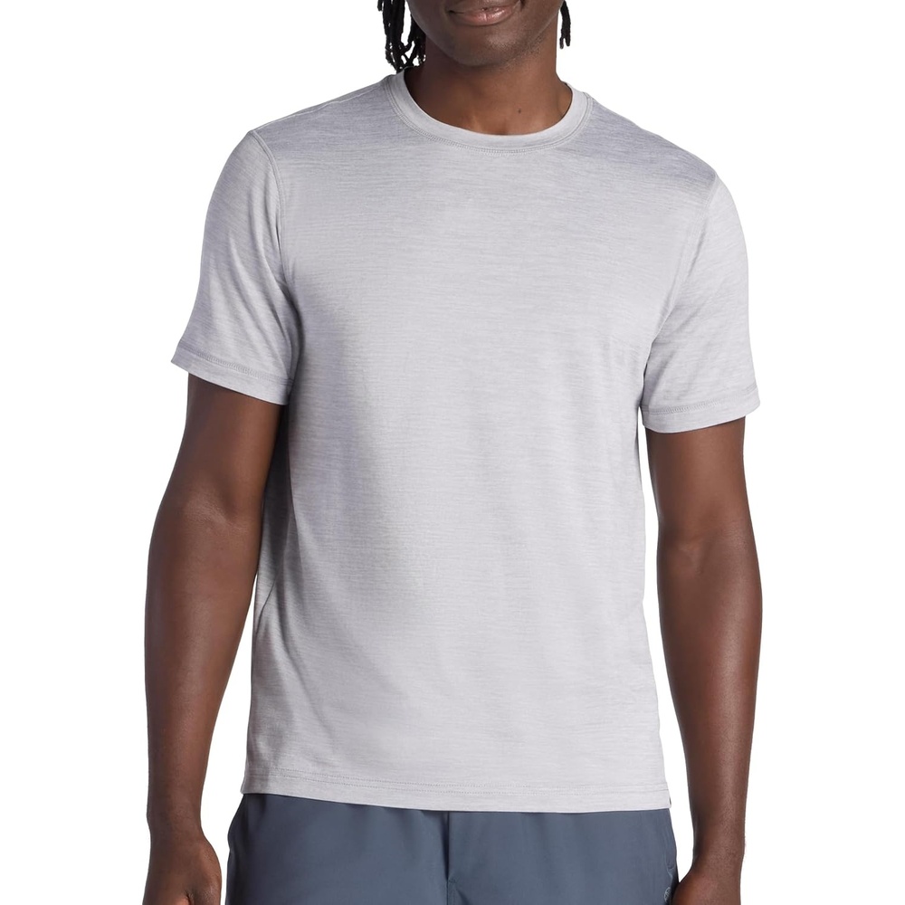 image:imageGaiam Mens Everyday Basic Crewneck Top Standard Fit Stretch Midweight MaterialSleet Heather