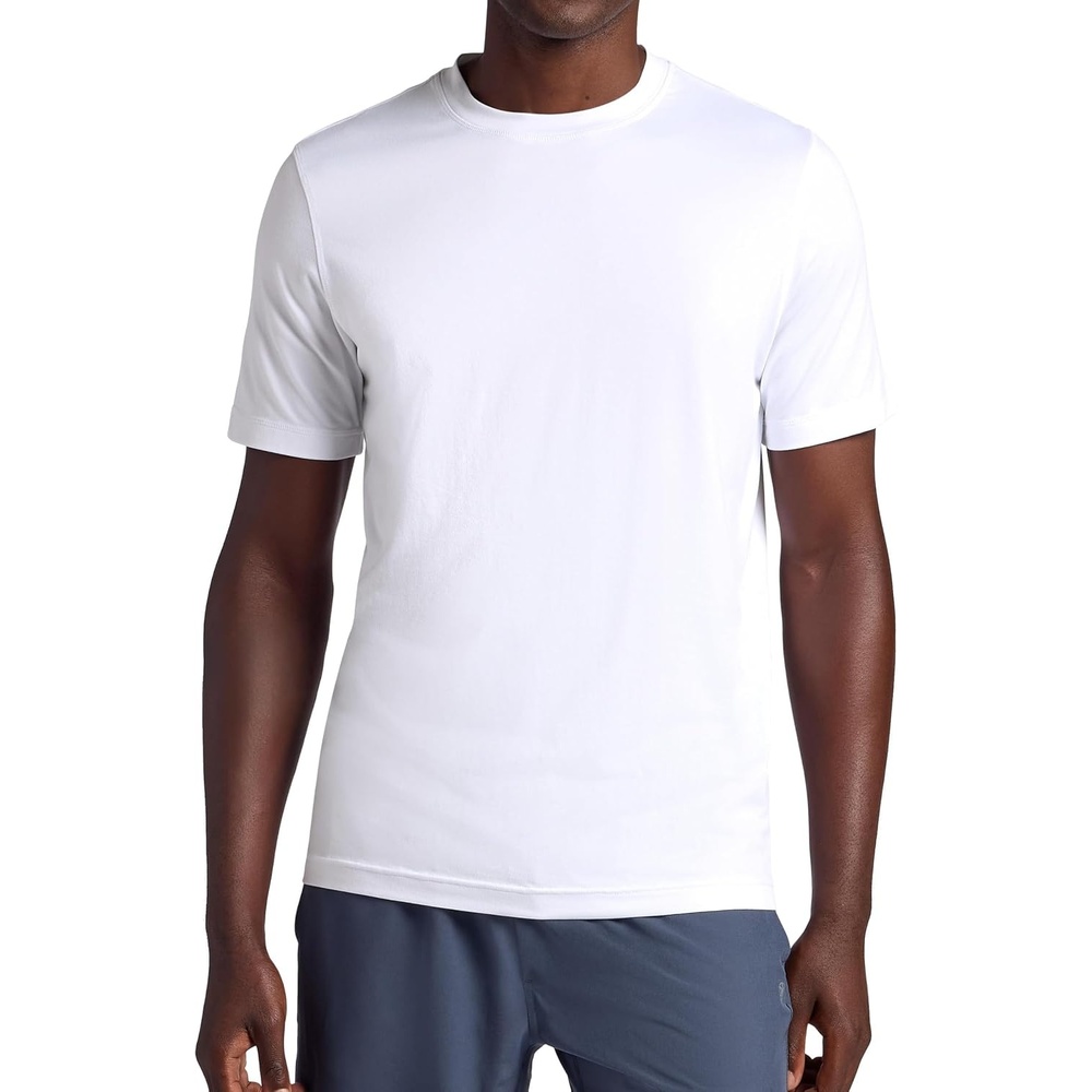 image:imageGaiam Mens Everyday Basic Crewneck Top Standard Fit Stretch Midweight MaterialStark White
