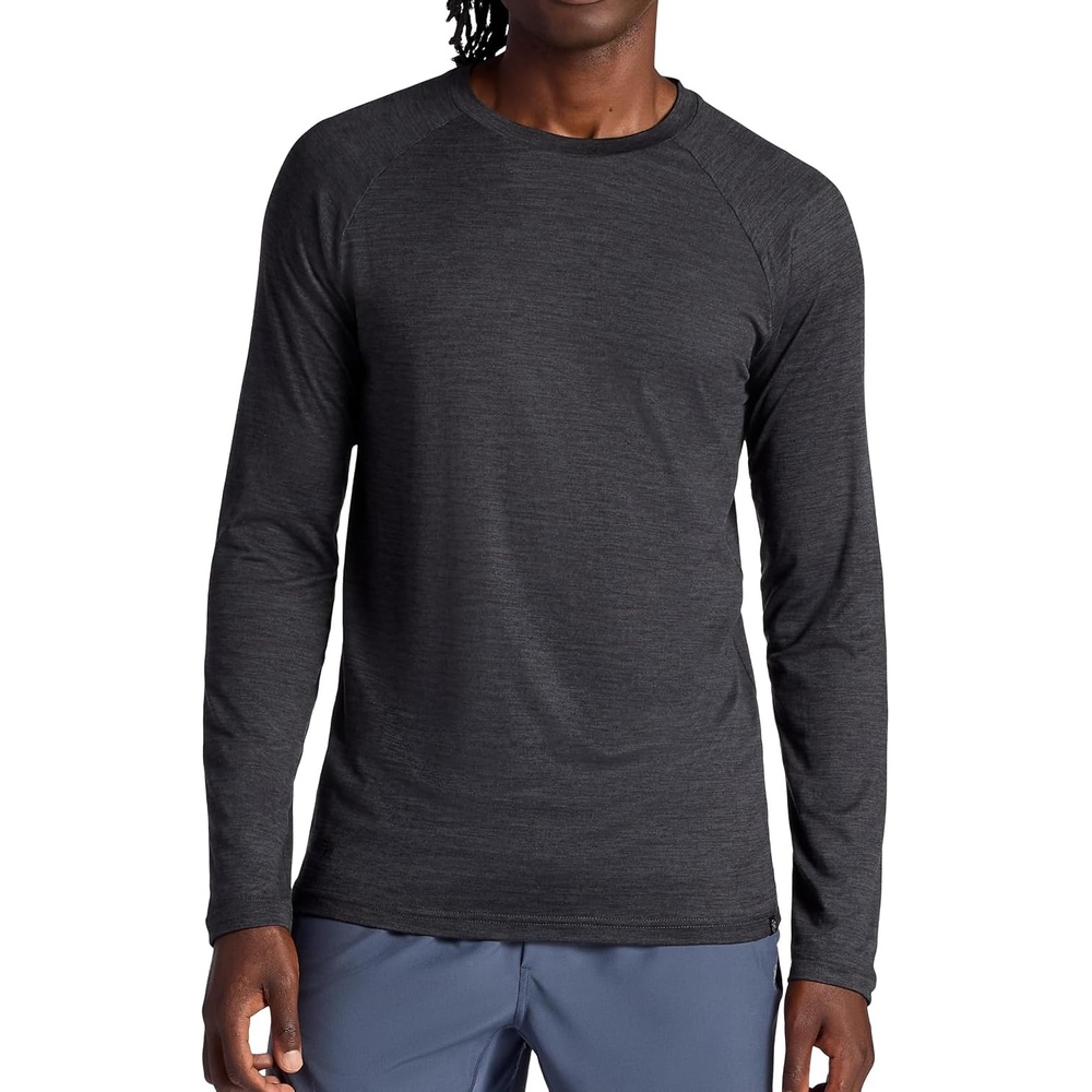 image:imageGaiam Mens Everyday Basic Long Sleeve Crewneck Top Standard Fit Stretch Midweight MaterialBrown