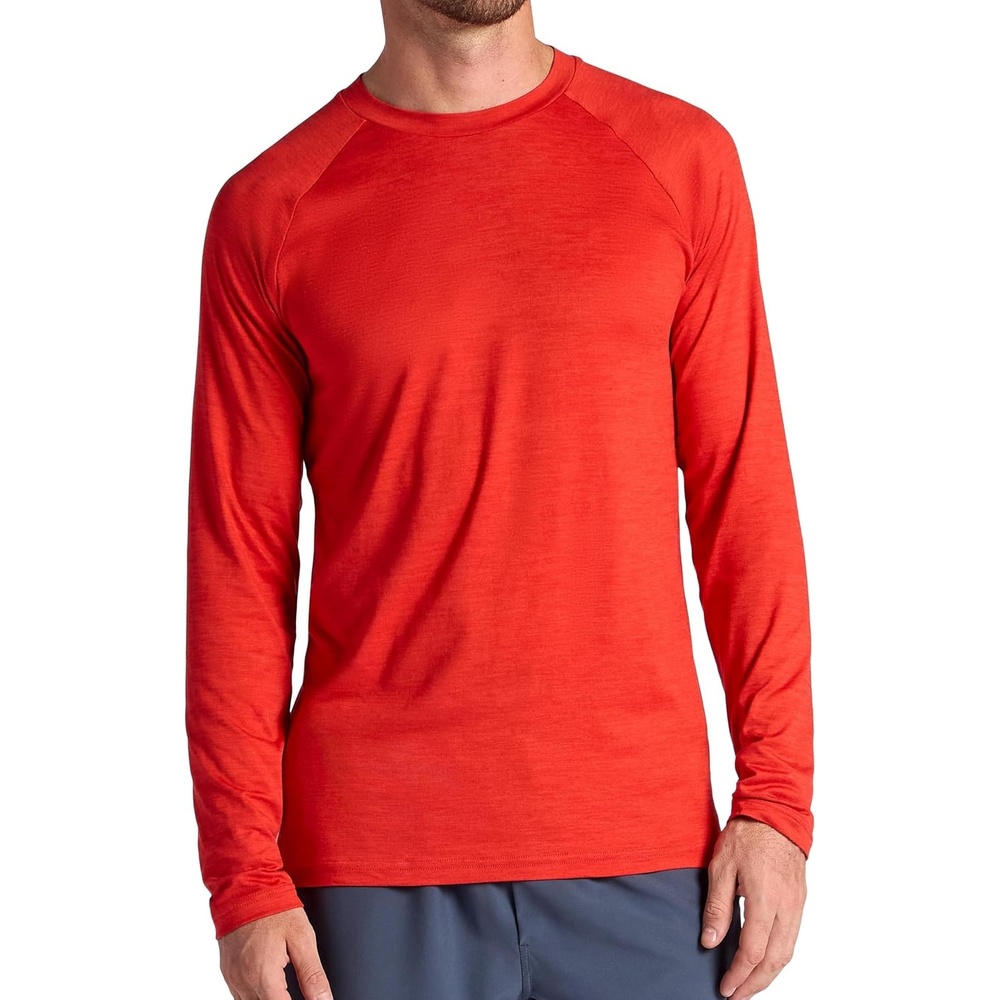 image:imageGaiam Mens Everyday Basic Long Sleeve Crewneck Top Standard Fit Stretch Midweight MaterialMolten Lava Heather