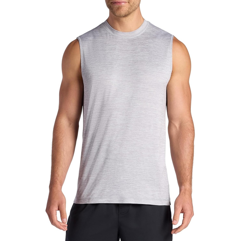 image:imageGaiam Mens Everyday Basic Muscle Tank Top Standard Fit Stretch Midweight MaterialSleet Heather