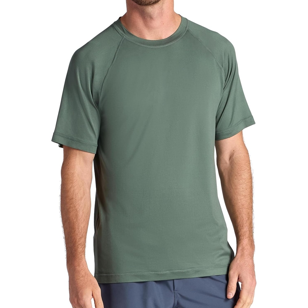 image:imageGaiam Mens Everyday Basic Raglan Top Standard Fit Stretch Midweight Jersey MaterialDuck Green