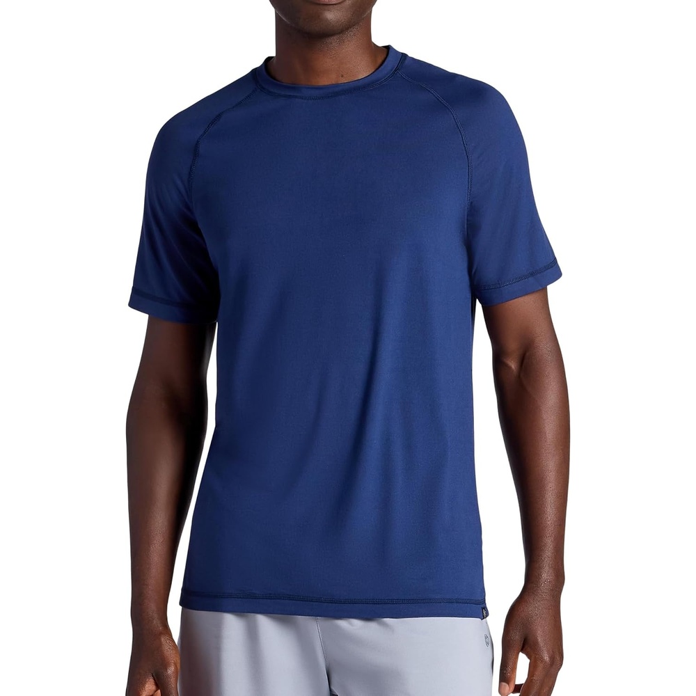 image:imageGaiam Mens Everyday Basic Raglan Top Standard Fit Stretch Midweight Jersey MaterialMedieval Blue