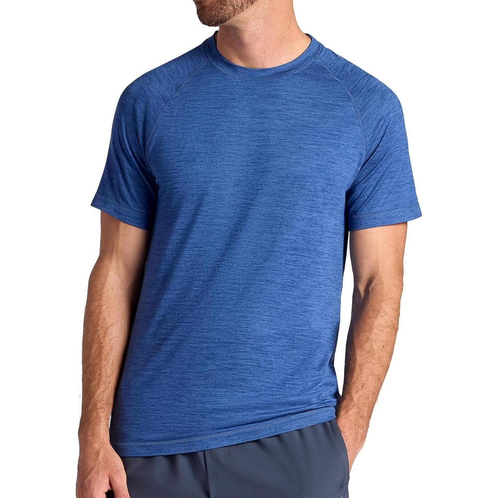 image:imageGaiam Mens Everyday Basic Raglan Top Standard Fit Stretch Midweight Jersey MaterialTrue Navy Heather