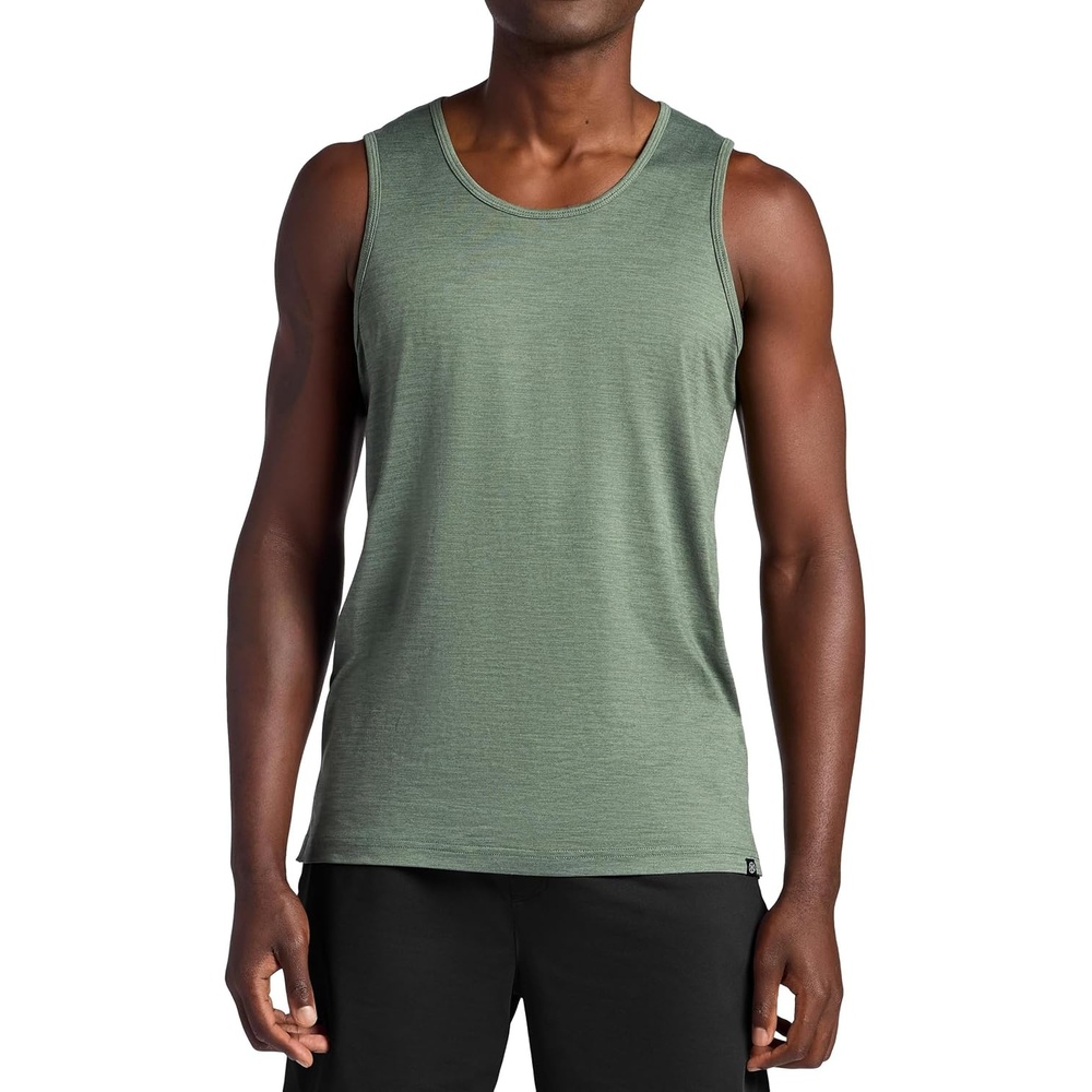 image:imageGaiam Mens Everyday Basic Tank Top Standard Fit Stretch Midweight Jersey MaterialDuck Green Heather
