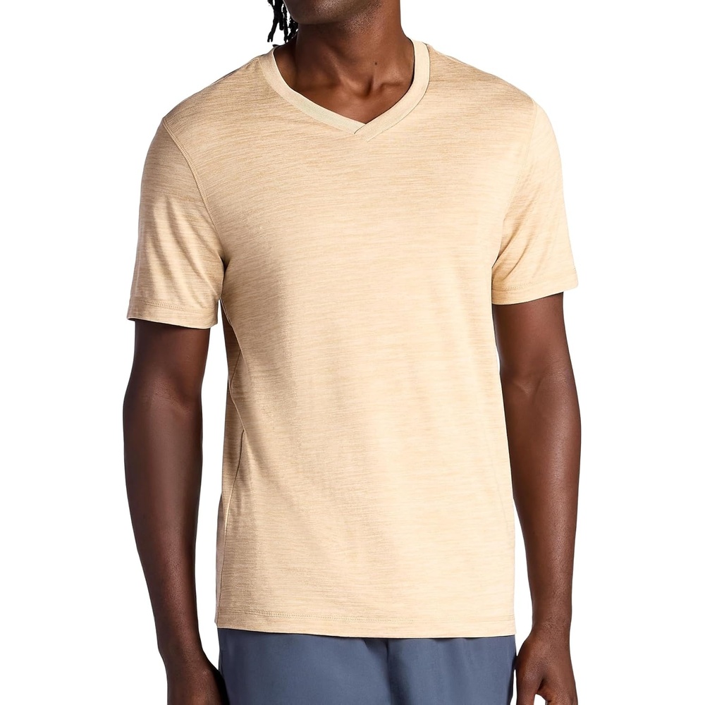 image:imageGaiam Mens Everyday Basic VNeck Top Standard Fit Stretch Midweight MaterialBeige