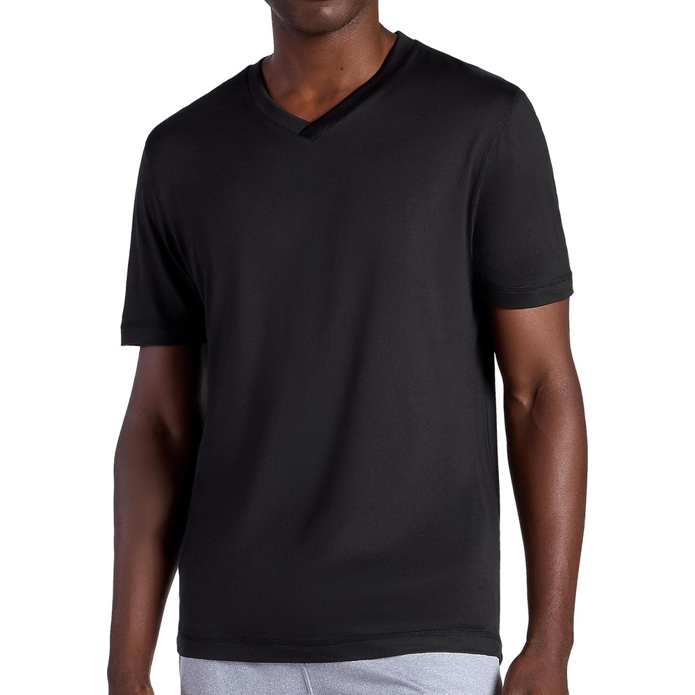 image:imageGaiam Mens Everyday Basic VNeck Top Standard Fit Stretch Midweight MaterialBlack
