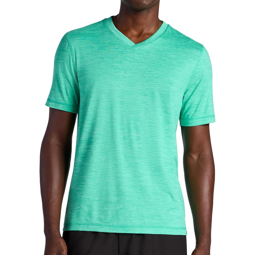 image:imageGaiam Mens Everyday Basic VNeck Top Standard Fit Stretch Midweight MaterialFuture Teal Heather
