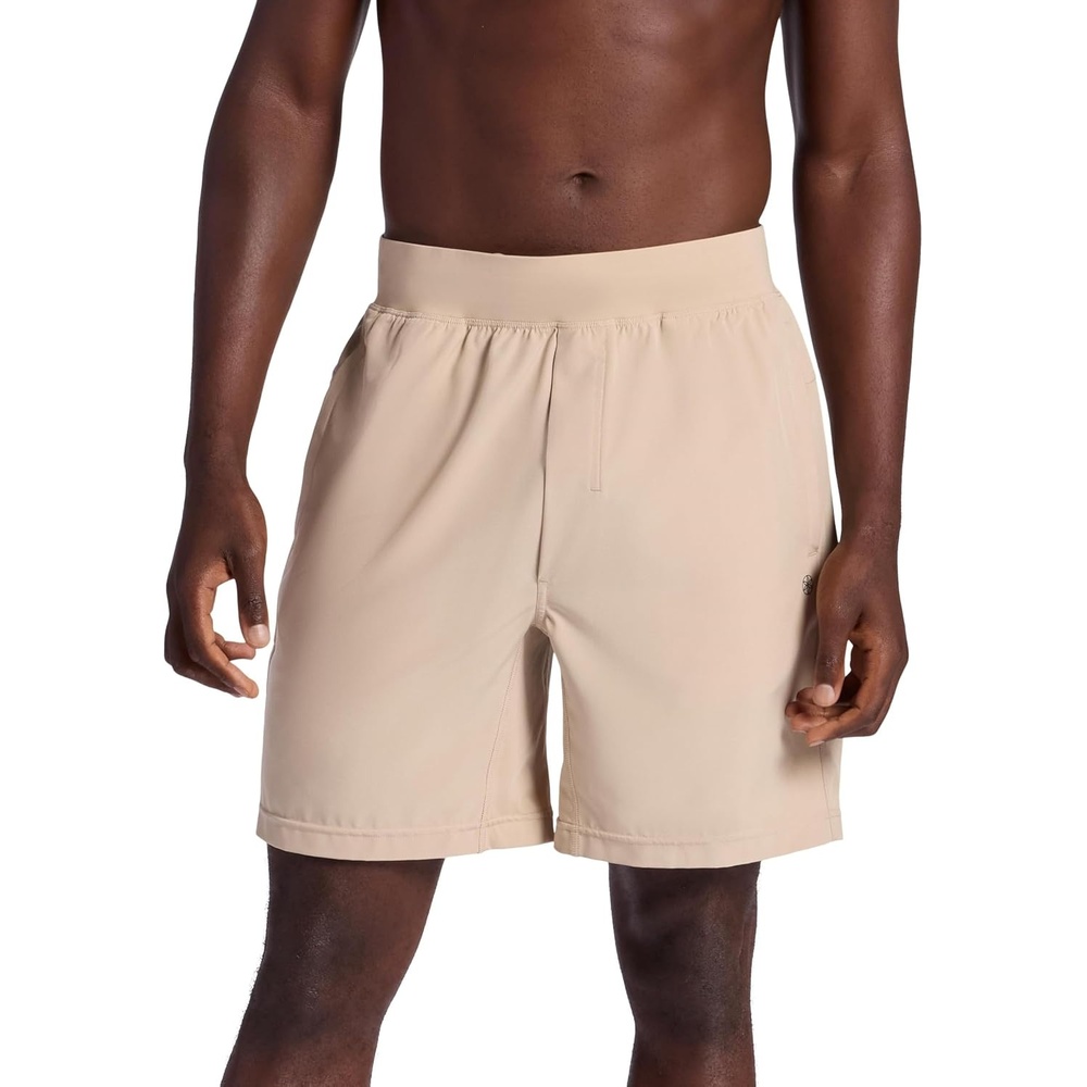 image:imageGaiam Mens Hatha 7 Short Standard Fit Stretch Lightweight Material MoistureWickingWhite Pepper