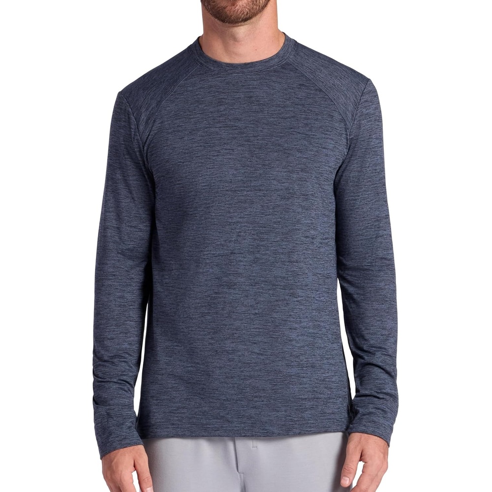 image:imageGaiam Mens Long Sleeve Crewneck Top Standard Fit Stretch Midweight MaterialCool Grey Heather  Bliss Balance
