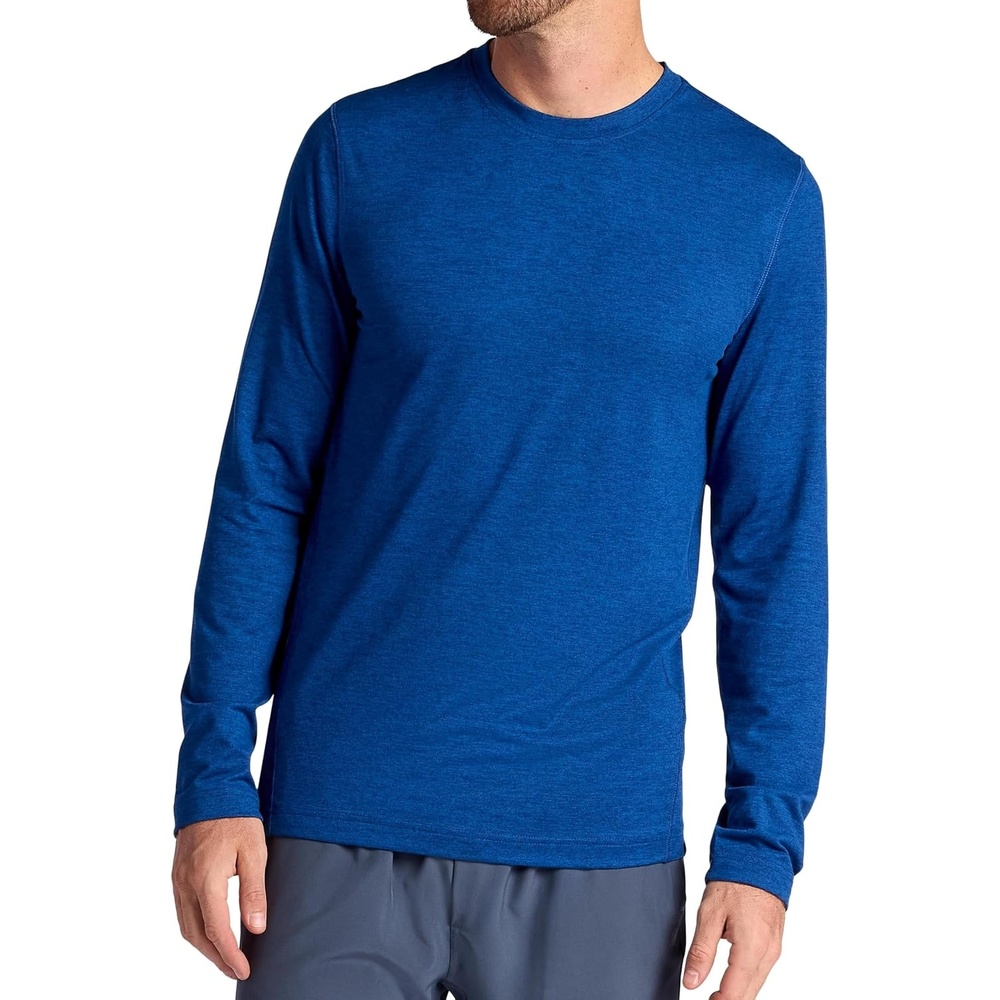 image:imageGaiam Mens Long Sleeve Crewneck Top Standard Fit Stretch Midweight MaterialLimoges Heather Intent
