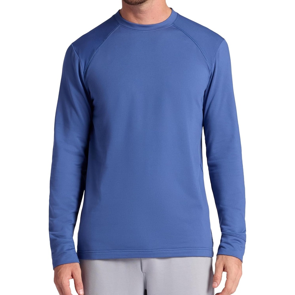 image:imageGaiam Mens Long Sleeve Crewneck Top Standard Fit Stretch Midweight MaterialTrue Navy  Bliss Balance