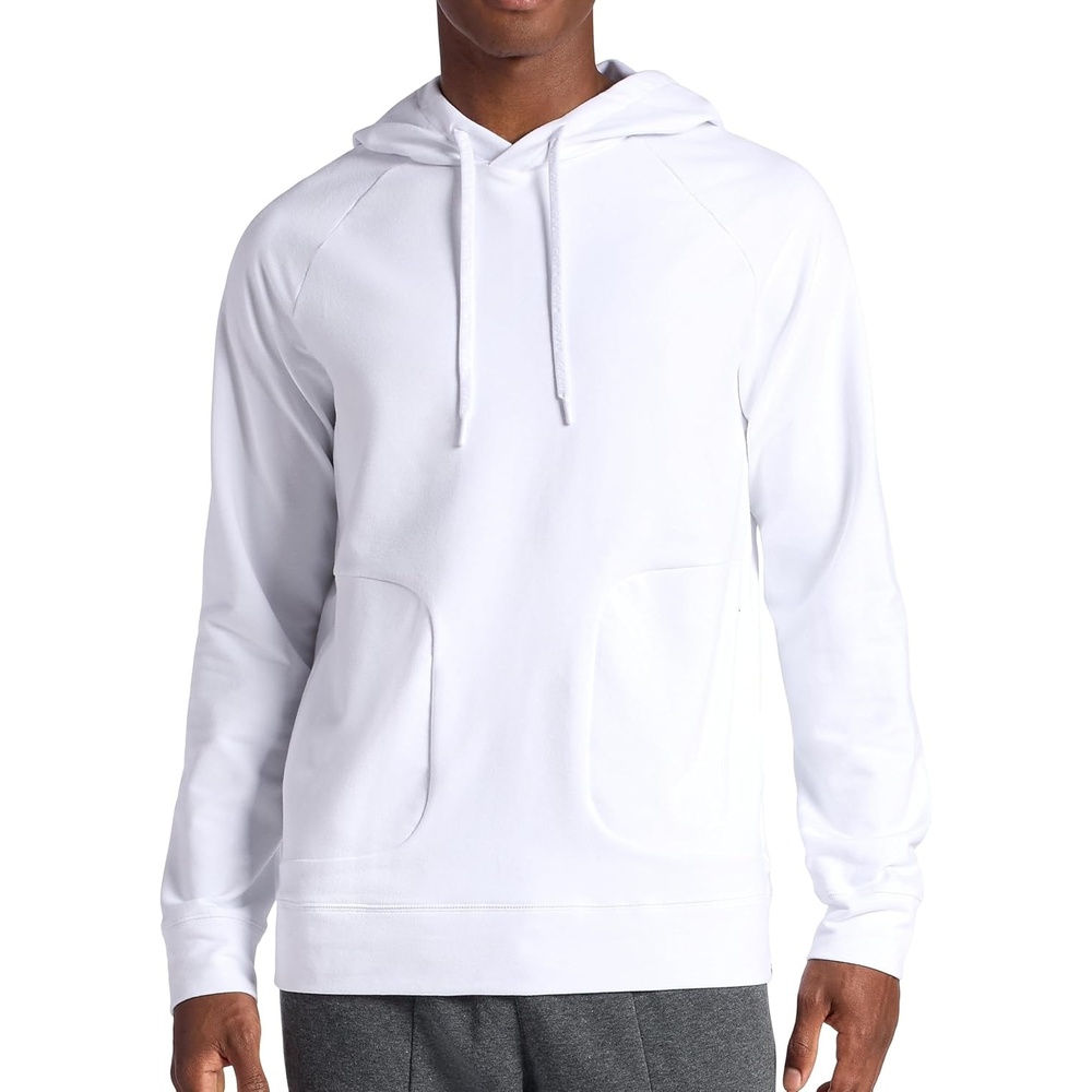 image:imageGaiam Mens Lotus Oblong Hoodie Relaxed Fit Stretch Heavyweight Terry MaterialStark White