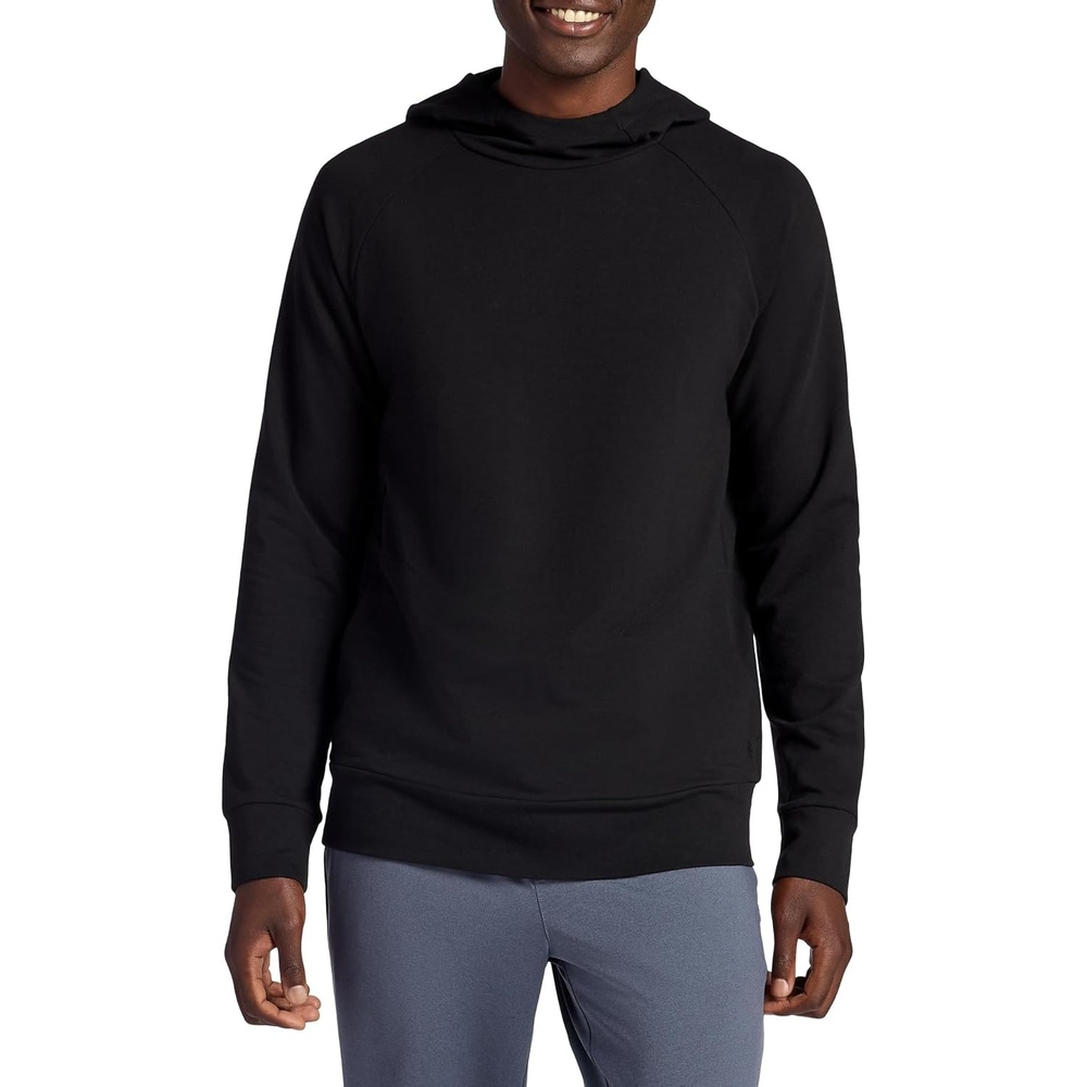 image:imageGaiam Mens Namaste Cowl Neck Hoodie Standard Fit Stretch Midweight Terry MaterialBlack