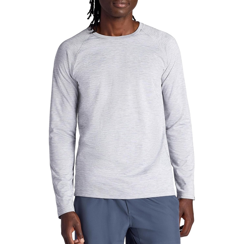 image:imageGaiam Mens Power Long Sleeve Crewneck Top Standard Fit Stretch Heavyweight Fleece MaterialSleet Heather