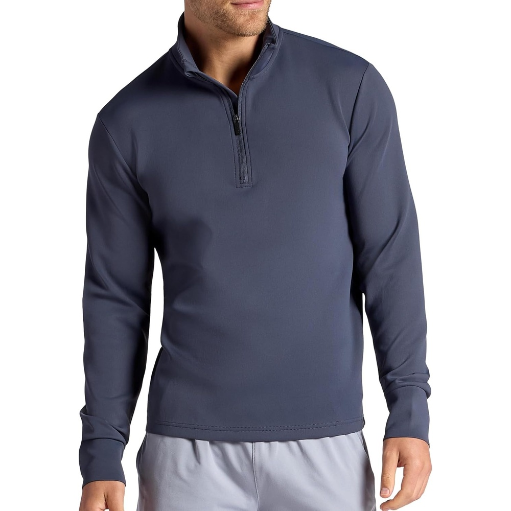 image:imageGaiam Mens Recovery Long Sleeve QuarterZip Standard Fit Midweight Breathable MaterialCool Grey