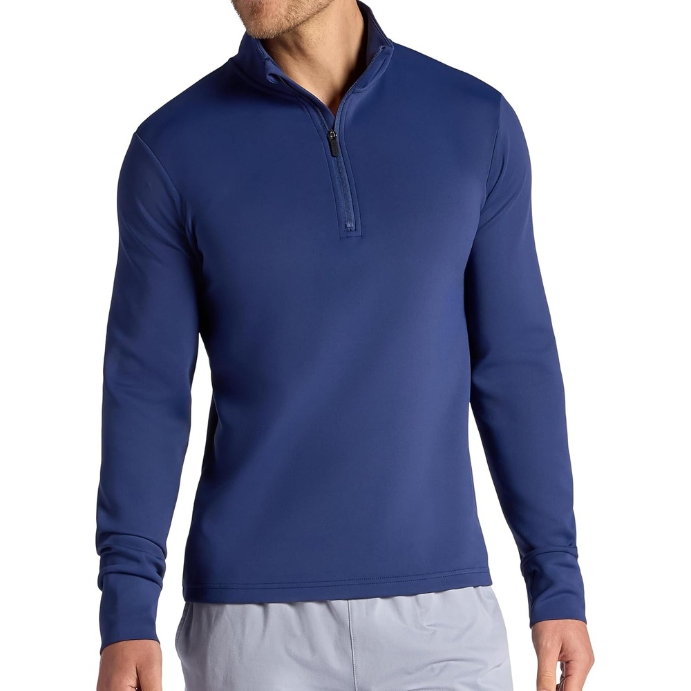 image:imageGaiam Mens Recovery Long Sleeve QuarterZip Standard Fit Midweight Breathable MaterialMedieval Blue