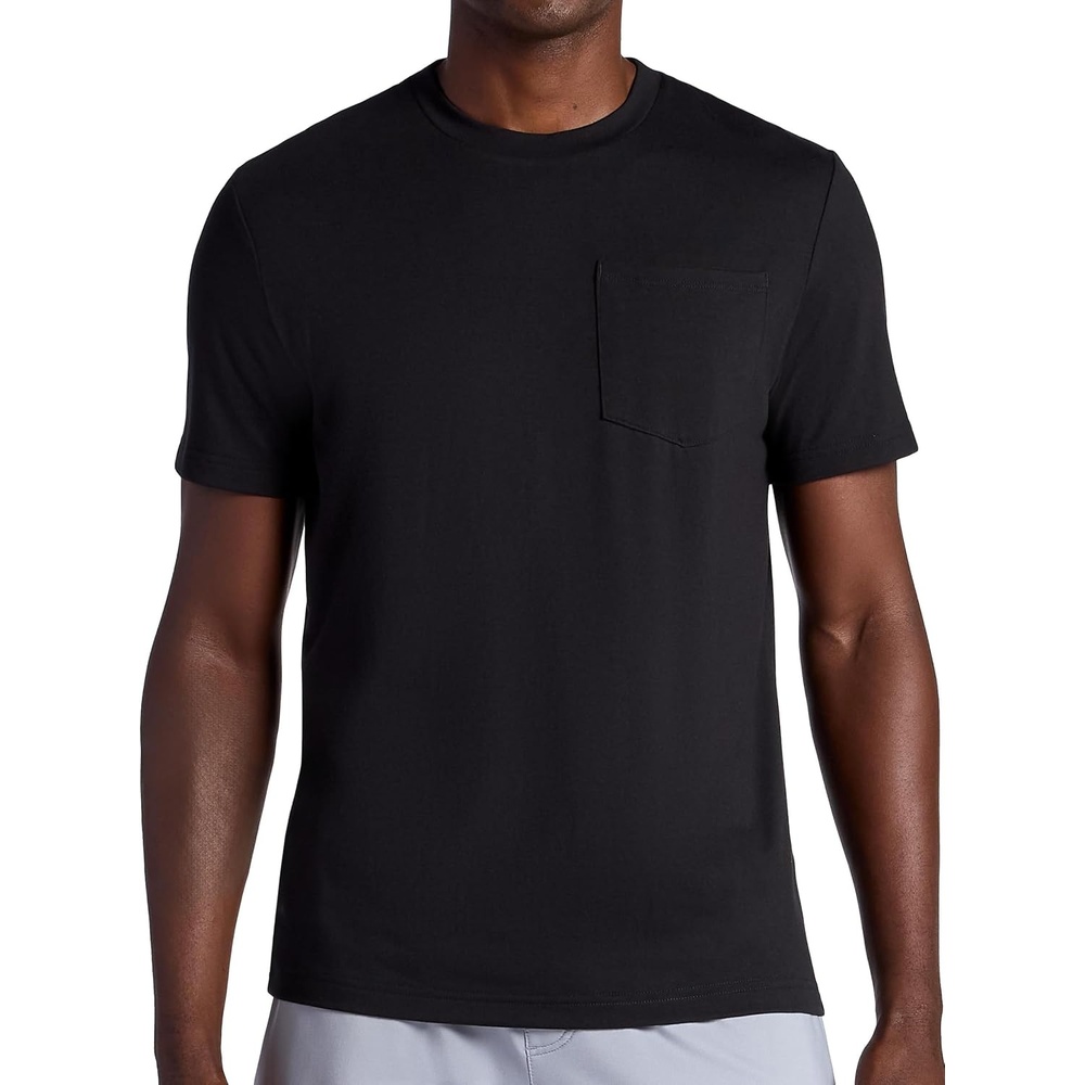 image:imageGaiam Mens Stretch Tech TShirt with Pocket Standard Fit Stretch Midweight MaterialBlack
