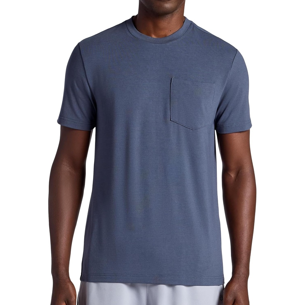 image:imageGaiam Mens Stretch Tech TShirt with Pocket Standard Fit Stretch Midweight MaterialCool Grey