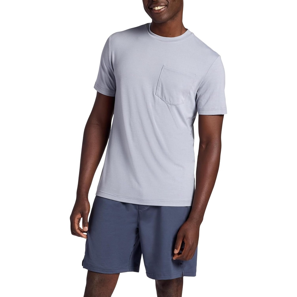 image:imageGaiam Mens Stretch Tech TShirt with Pocket Standard Fit Stretch Midweight MaterialSleet