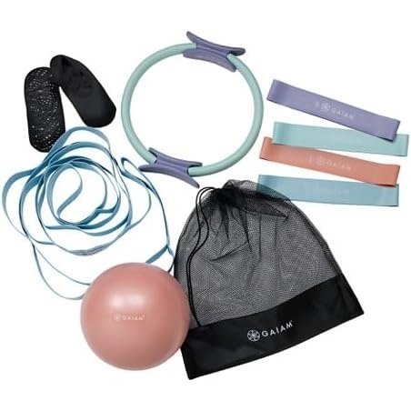 image:imageGaiam Pilates Starter Bundle Mat Ring amp Resistance Kit  Complete Pilates Starter Kit  Mat Ring amp Resistance Bands  Home amp Studio Use  All Fitness Levels  Great Gift